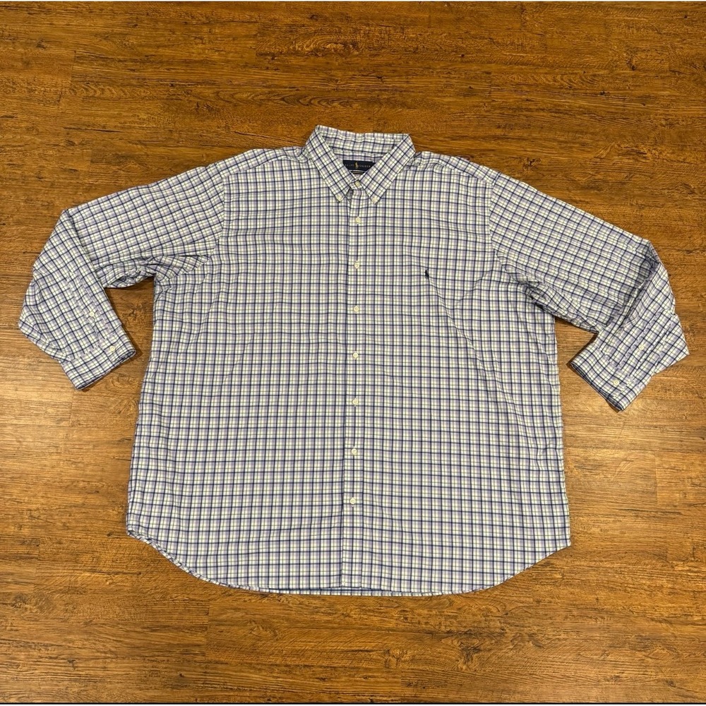 Polo Ralph Lauren Purple Check Performance Long Sleeve Button Down Shirt Men 4XB - Picture 2 of 9